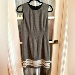 EUC SZ 8 Elie Tahari Gray sleeveless sheath dress